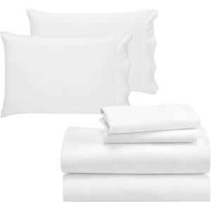 imageCalifornia Design Den 6 Piece Queen Size Sheet Set with 4 Pillowcases 600 Thread Count 100 Cotton Sateen White