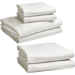 imageCalifornia Design Den Bedding Bundle  Queen Sheet Set with 4 Pillowcases 100 Egyptian Cotton Sateen Ivory