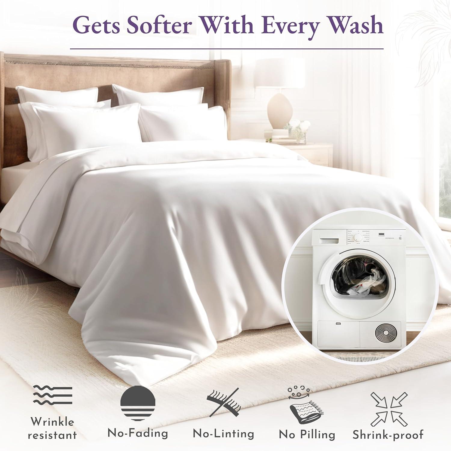 imageCalifornia Design Den 5 Piece King Size Sheet Set Light Grey and Waterproof Mattress Protector White Bundle  1000 Thread Count 100 Cotton Sateen 4 Piece Sheet Set with 1 Mattress Protector