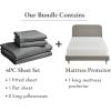 imageCalifornia Design Den 5 Piece King Size Sheet Set Grey and Waterproof Mattress Protector Bundle White  100 Egyptian Cotton Sateen 4 Piece Sheet Set with 1 Mattress Protector
