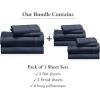imageCalifornia Design Den 3Pack Sheet Sets 400 Thread Count 100 Cotton Sateen Deep Pocket Includes 3 Fitted Sheets 3 Flat Sheets and 6 Pillowcases King Indigo Dusty Blue