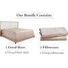 imageCalifornia Design Den 3Piece Bundle  Fitted Sheet with 2 Pillowcases Soft 100 Cotton Sateen Deep Pockets King Size Beige