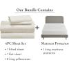 imageCalifornia Design Den 5 Piece Bedding Bundle  4 Piece Ivory Sheet Set 800 Thread Count 100 Cotton Sateen with 1 White Mattress Protector  King