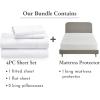 imageCalifornia Design Den 5 Piece King Size Sheet Set Antique White and Waterproof Mattress Protector White Bundle  400 Thread Count 100 Cotton Sateen 4 Piece Sheet Set with 1 Mattress Protector