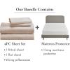 imageCalifornia Design Den 5 Piece King Size Sheet Set Beige and Waterproof Mattress Protector White Bundle  Soft 100 Cotton Sateen 4 Piece Sheet Set with 1 Mattress Protector