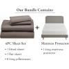 imageCalifornia Design Den 5 Piece King Size Sheet Set Brown and Waterproof Mattress Protector White Bundle  600 Thread Count 100 Cotton Sateen 4 Piece Sheet Set with 1 Mattress Protector