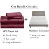 imageCalifornia Design Den 5 Piece King Size Sheet Set Burgundy Red and Waterproof Mattress Protector White Bundle  400 Thread Count 100 Cotton Sateen 4 Piece Sheet Set with 1 Mattress Protector