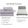 imageCalifornia Design Den 5 Piece King Size Sheet Set Lavender Gray and Waterproof Mattress Protector White Bundle  400 Thread Count 100 Cotton Sateen 4 Piece Sheet Set with 1 Mattress Protector