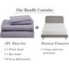 imageCalifornia Design Den 5 Piece King Size Sheet Set Lavender and Waterproof Mattress Protector White Bundle  600 Thread Count 100 Cotton Sateen 4 Piece Sheet Set with 1 Mattress Protector