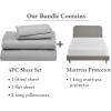 imageCalifornia Design Den 5 Piece King Size Sheet Set Light Grey and Waterproof Mattress Protector White Bundle  600 Thread Count 100 Cotton Sateen 4 Piece Sheet Set with 1 Mattress Protector