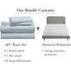 imageCalifornia Design Den 5 Piece King Size Sheet Set Seafoam and Waterproof Mattress Protector White Bundle  600 Thread Count 100 Cotton Sateen 4 Piece Sheet Set with 1 Mattress Protector