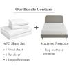 imageCalifornia Design Den 5 Piece King Size Sheet Set and Waterproof Mattress Protector Bundle  400 Thread Count 100 Cotton Sateen 4 Piece Sheet Set with 1 Mattress Protector White