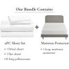 imageCalifornia Design Den 5 Piece King Size Sheet Set and Waterproof Mattress Protector Bundle  500 Thread Count 100 Cotton Sateen 4 Piece Sheet Set with 1 Mattress Protector White