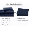imageCalifornia Design Den 6 Piece King Size Sheet Set with 4 Pillowcases Rayon from Bamboo Sateen Navy Blue