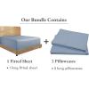 imageCalifornia Design Den Bedding Bundle  King Fitted Sheet with 2 Pillowcases 100 Organic Cotton Percale Blue Hydrangea