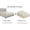 imageCalifornia Design Den Bedding Bundle  King Fitted Sheet with 2 Pillowcases 600 Thread Count 100 Cotton Sateen Ivory