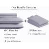imageCalifornia Design Den Bedding Bundle  King Striped Sheet Set with 4 Pillowcases 500 Thread Count 100 Cotton Sateen Lavendar Striped