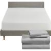 imageCalifornia Design Den 5 Piece King Size Sheet Set Light Grey and Waterproof Mattress Protector White Bundle  500 Thread Count 100 Cotton Sateen 4 Piece Sheet Set with 1 Mattress Protector
