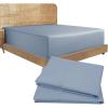 imageCalifornia Design Den Bedding Bundle  King Fitted Sheet with 2 Pillowcases 100 Organic Cotton Percale Blue Hydrangea