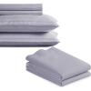 imageCalifornia Design Den Bedding Bundle  King Striped Sheet Set with 4 Pillowcases 500 Thread Count 100 Cotton Sateen Lavendar Striped