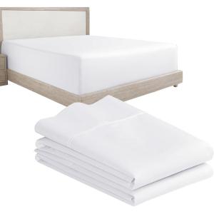 imageCalifornia Design Den 3Piece Bundle  Fitted Sheet with 2 Pillowcases 400 Thread Count 100 Cotton Sateen Deep Pockets King Size Antique White