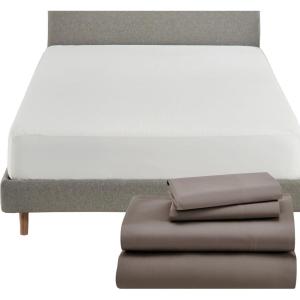 imageCalifornia Design Den 5 Piece King Size Sheet Set Brown and Waterproof Mattress Protector White Bundle  600 Thread Count 100 Cotton Sateen 4 Piece Sheet Set with 1 Mattress Protector