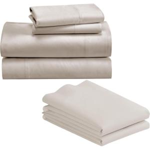imageCalifornia Design Den 6 Piece King Size Sheet Set with 4 Pillowcases  1000 Thread Count 100 Cotton Sateen Beige