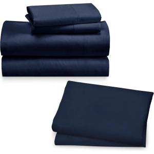 imageCalifornia Design Den 6 Piece King Size Sheet Set with 4 Pillowcases Rayon from Bamboo Sateen Navy Blue