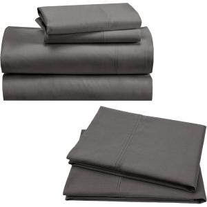 imageCalifornia Design Den Bedding Bundle  King Sheet Set with 4 Pillowcases 100 Organic Cotton Percale Grey