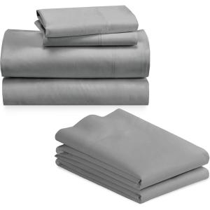 imageCalifornia Design Den Bedding Bundle  King Sheet Set with 4 Pillowcases 800 Thread Count 100 Cotton Sateen Light Grey