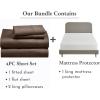 image5 Piece King Size Sheet Set Chocolate Rich Brown and Waterproof Mattress Protector White Bundle  400 Thread Count 100 Cotton Sateen 4 Piece Sheet Set with 1 Mattress Protector