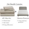 imageCalifornia Design Den 5 Piece Bedding Bundle  4 Piece Beige Sheet Set 800 Thread Count 100 Cotton Sateen with 1 White Mattress Protector  King