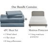 imageCalifornia Design Den 5 Piece Bedding Bundle  4 Piece Blue Sheet Set 800 Thread Count 100 Cotton Sateen with 1 White Mattress Protector  King