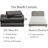 imageCalifornia Design Den 5 Piece Bedding Bundle  4 Piece Grey Sheet Set 800 Thread Count 100 Cotton Sateen with 1 White Mattress Protector  King