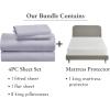 imageCalifornia Design Den 5 Piece Bedding Bundle  4 Piece Lavender Sheet Set 800 Thread Count 100 Cotton Sateen with 1 White Mattress Protector  King