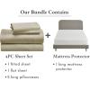 imageCalifornia Design Den 5 Piece King Size Sheet Set Beige and Waterproof Mattress Protector White Bundle  Rayon from Bamboo Sateen 4 Piece Sheet Set with 1 Mattress Protector