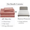 imageCalifornia Design Den 5 Piece King Size Sheet Set Bright Salmon and Waterproof Mattress Protector White Bundle  400 Thread Count 100 Cotton Sateen 4 Piece Sheet Set with 1 Mattress Protector