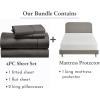 imageCalifornia Design Den 5 Piece King Size Sheet Set Grey and Waterproof Mattress Protector White Bundle  400 Thread Count 100 Cotton Sateen 4 Piece Sheet Set with 1 Mattress Protector
