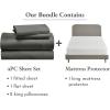 imageCalifornia Design Den 5 Piece King Size Sheet Set Grey and Waterproof Mattress Protector White Bundle  500 Thread Count 100 Cotton Sateen 4 Piece Sheet Set with 1 Mattress Protector