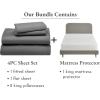 imageCalifornia Design Den 5 Piece King Size Sheet Set Grey and Waterproof Mattress Protector White Bundle  600 Thread Count 100 Cotton Sateen 4 Piece Sheet Set with 1 Mattress Protector