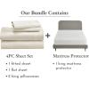 imageCalifornia Design Den 5 Piece King Size Sheet Set Ivory and Waterproof Mattress Protector White Bundle  1000 Thread Count 100 Cotton Sateen 4 Piece Sheet Set with 1 Mattress Protector