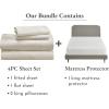 imageCalifornia Design Den 5 Piece King Size Sheet Set Ivory and Waterproof Mattress Protector White Bundle  600 Thread Count 100 Cotton Sateen 4 Piece Sheet Set with 1 Mattress Protector