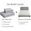 imageCalifornia Design Den 5 Piece King Size Sheet Set Light Grey and Waterproof Mattress Protector Bundle White  100 Egyptian Cotton Sateen 4 Piece Sheet Set with 1 Mattress Protector