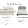 imageCalifornia Design Den 5 Piece King Size Sheet Set Natural Ivory and Waterproof Mattress Protector White Bundle  100 Organic Cotton Percale 4 Piece Sheet Set with 1 Mattress Protector