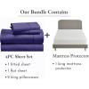 imageCalifornia Design Den 5 Piece King Size Sheet Set Purple and Waterproof Mattress Protector White Bundle  400 Thread Count 100 Cotton Sateen 4 Piece Sheet Set with 1 Mattress Protector