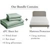 imageCalifornia Design Den 5 Piece King Size Sheet Set Sage Green and Waterproof Mattress Protector Bundle White  100 Egyptian Cotton Sateen 4 Piece Sheet Set with 1 Mattress Protector
