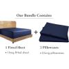imageCalifornia Design Den Bedding Bundle  King Fitted Sheet with 2 Pillowcases 100 Organic Cotton Percale Navy Blue