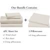 imageCalifornia Design Den Bedding Bundle  King Sheet Set with 4 Pillowcases 100 Organic Cotton Percale Natural Ivory
