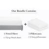 imageCalifornia Design Den Bedding Bundle  Stripe King Fitted Sheet with 2 Pillowcases 500 Thread Count 100 Cotton Sateen Stripe White