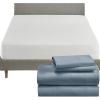 imageCalifornia Design Den 5 Piece Bedding Bundle  4 Piece Blue Sheet Set 800 Thread Count 100 Cotton Sateen with 1 White Mattress Protector  King